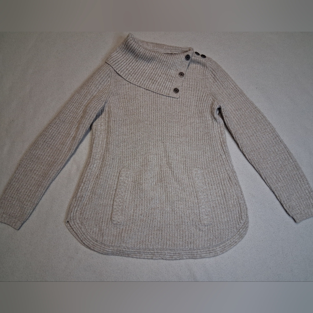 Style & Co. Taupe Knit Sweater with Button Accents